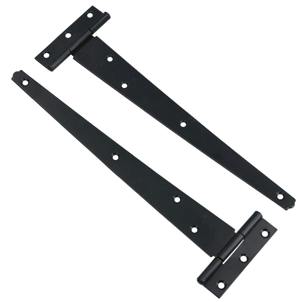 image 1 of 10in / 250mm Heavy Duty T Tee Hinges For Shed + Garden Gates Black Finish 6pc Black