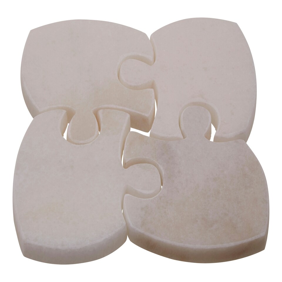 image 1 of Interiors By Premier Set Of Four Marble Jigsaw Coasters, Durable Natural Stone Coasters For Home & Kitchen