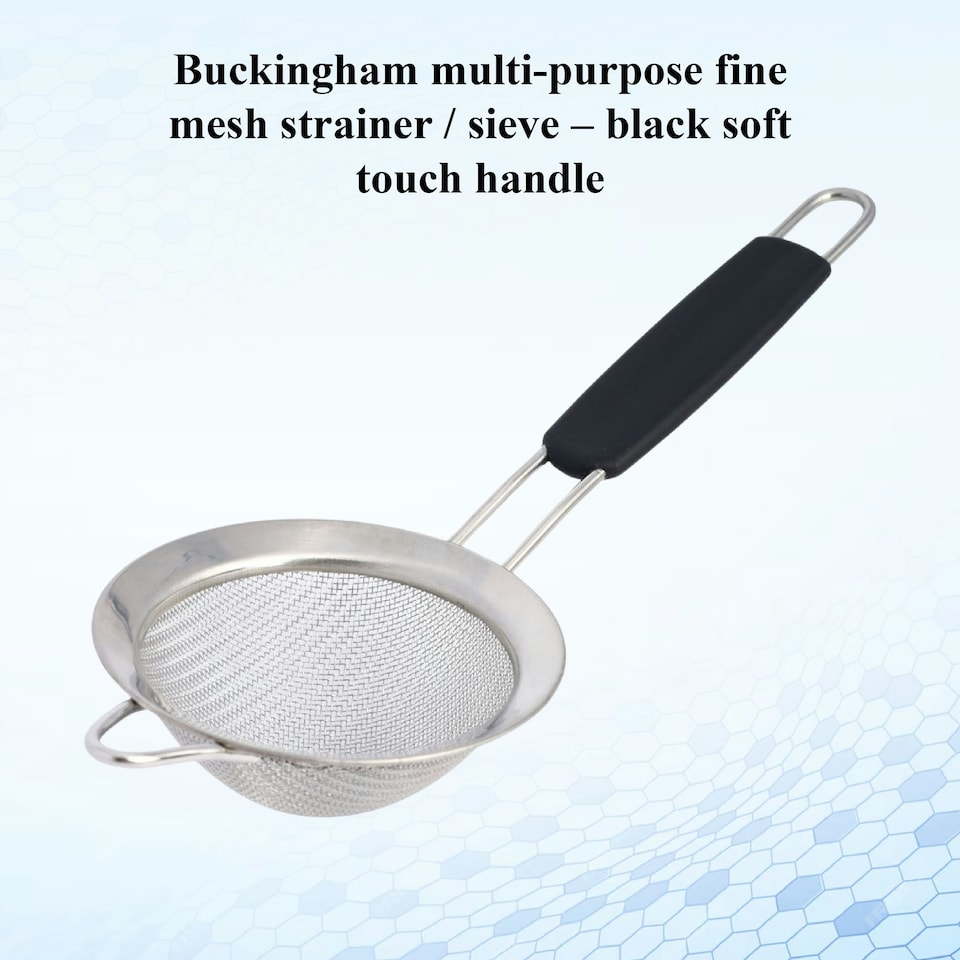 image 1 of Buckingham Fine Mesh Sieve Strainer Stainless Steel 8 cm Black Handle