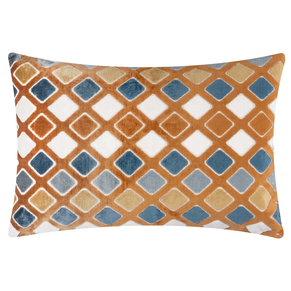 image 1 of Furn Metro Diamond Velvet Cushion | Orange | Ginger