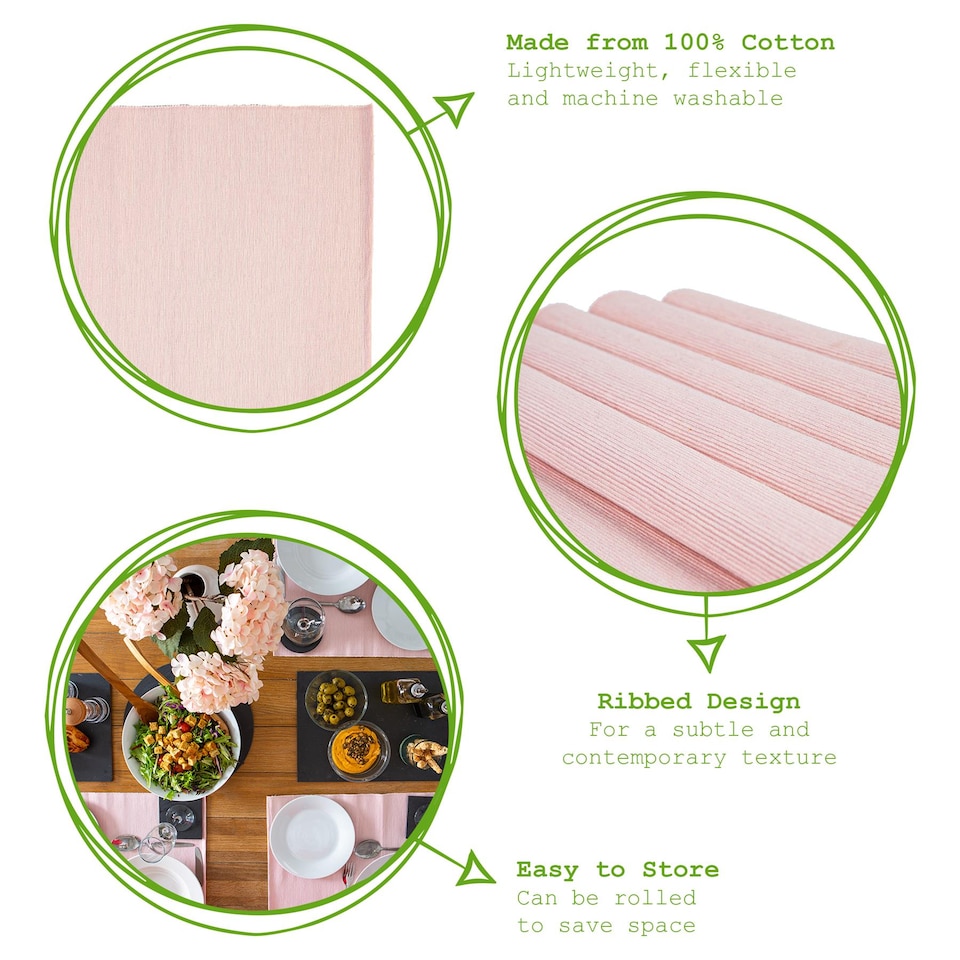 image 1 of Nicola Spring Cotton Fabric Placemats - Baby Pink - Pack of 6 | Pink | Pink