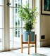 image 2 of Anzio Planter with Wooden Stand - Ceramic - L24 x W24 x H38.5 cm - Warm Grey | Grey