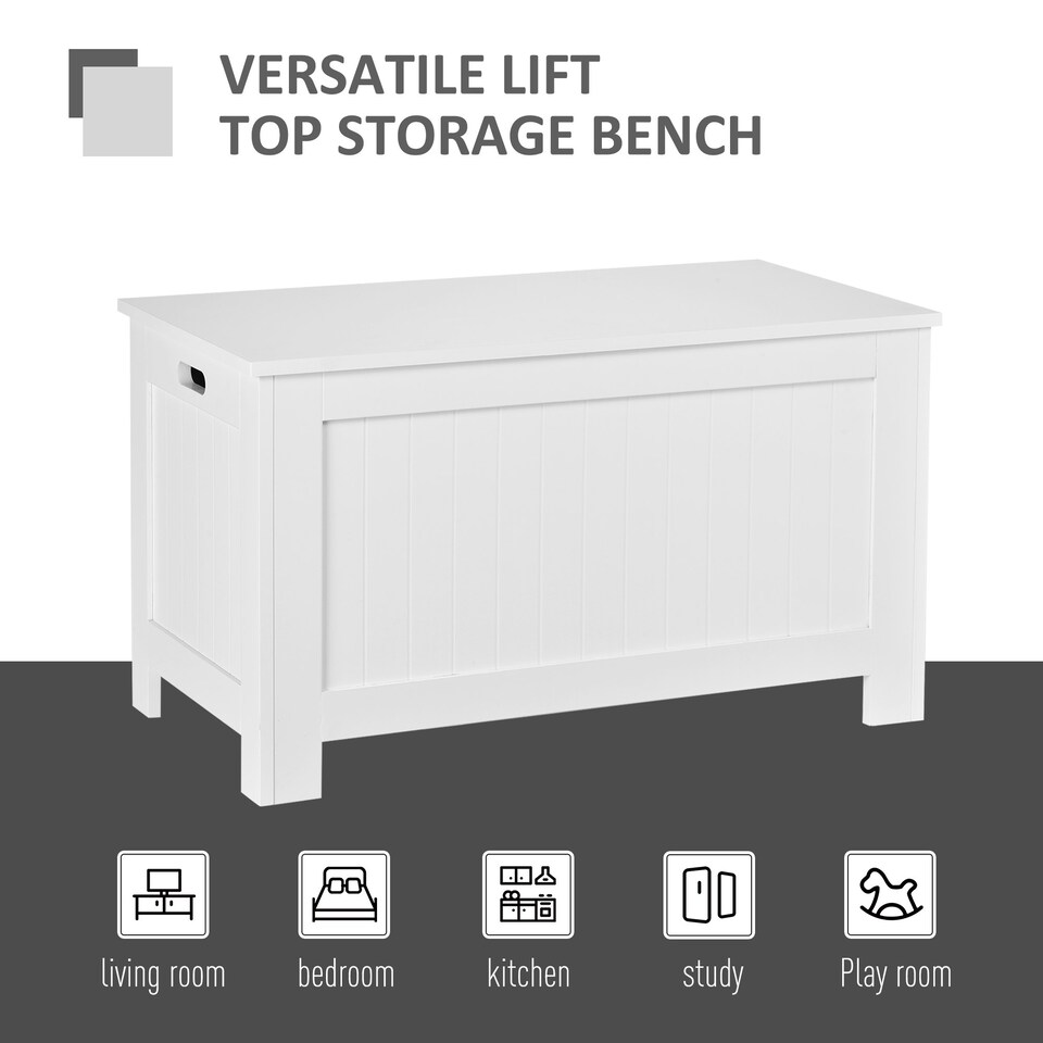 image 1 of HOMCOM Storage Box Toy Chest Cabinet Unit Organizer with Safety Hinges White