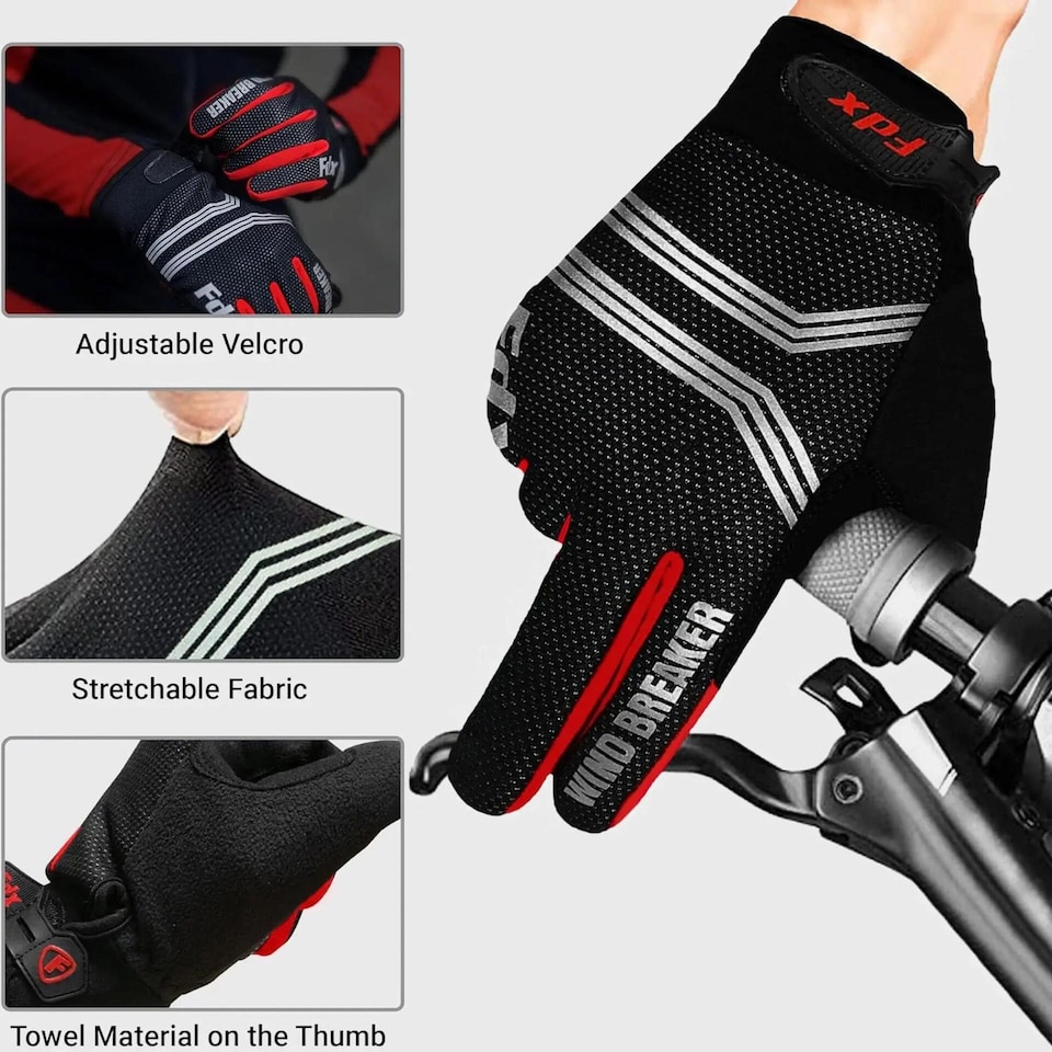 image 1 of Dryrest Full Finger Winter Cycling Gloves Thermal Windproof Padded Glove