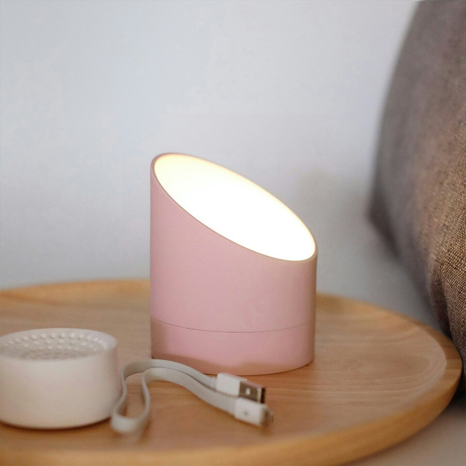 image 1 of Gingko Edge Light Alarm Clock Pink