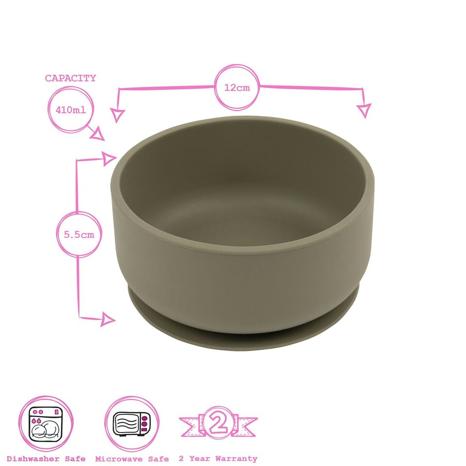 image 1 of Tiny Dining Baby Silicone Suction Bowl - Silver Sage Green