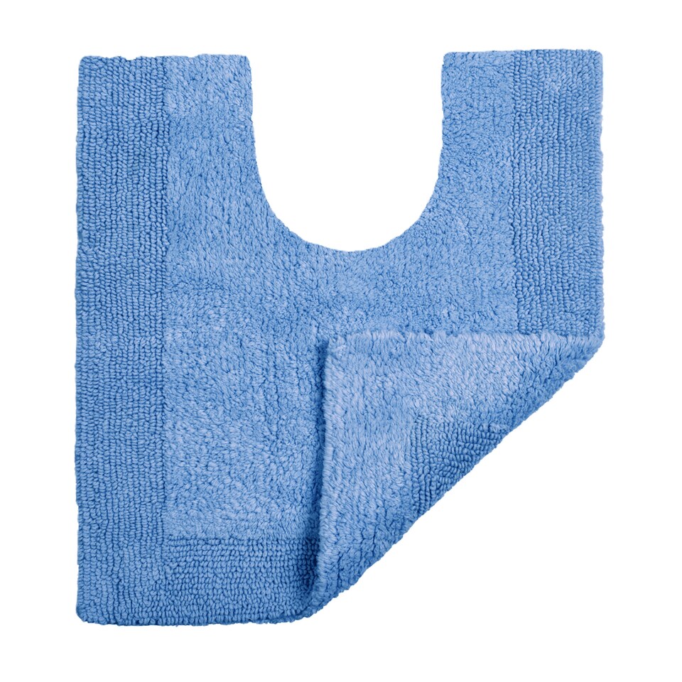 image 1 of Heavyweight Reversible Pedestal Toilet Mat - Cornish Blue