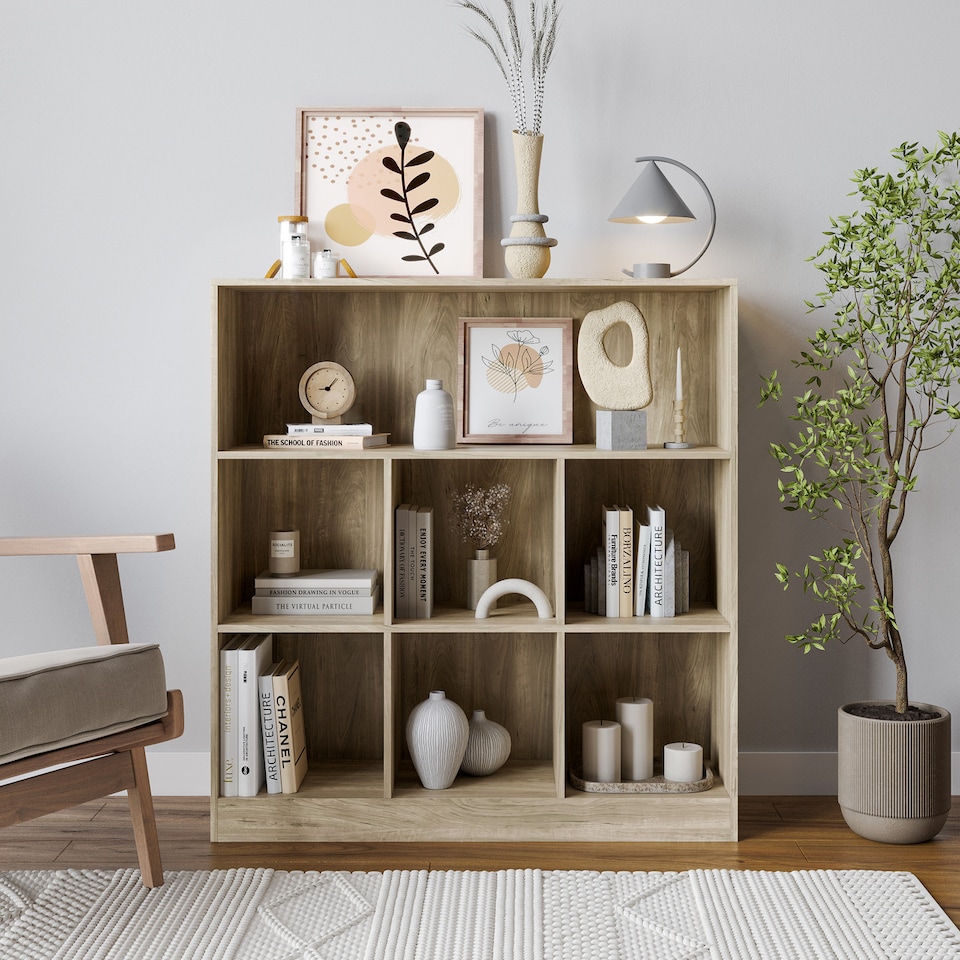 image 1 of Wide 7-Cube Bookcase | Brown | 1