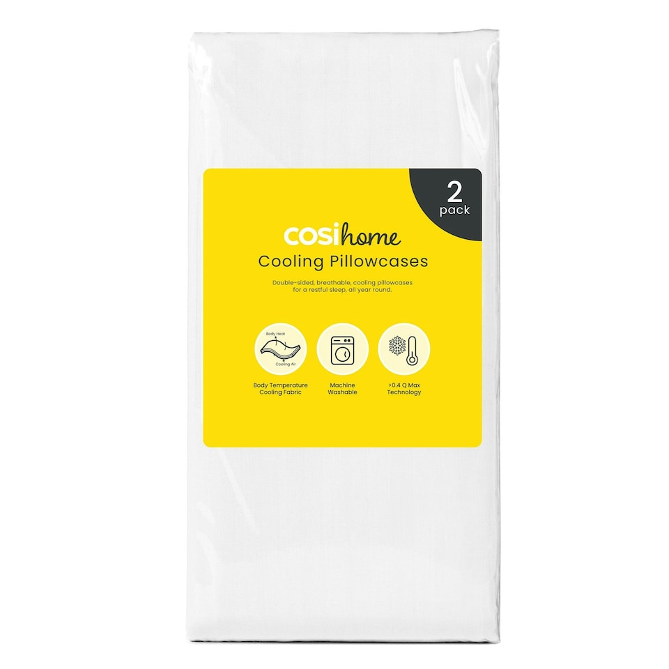 image 1 of 80 x 50 cm White Cooling Pillow Case - 2 Pack