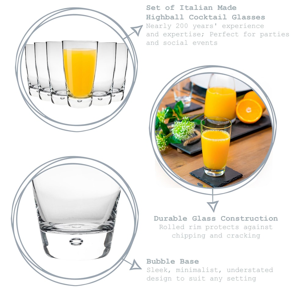 image 1 of Bormioli Rocco Luna Highball Glasses - 340ml - Pack of 4 | Clear | Clear