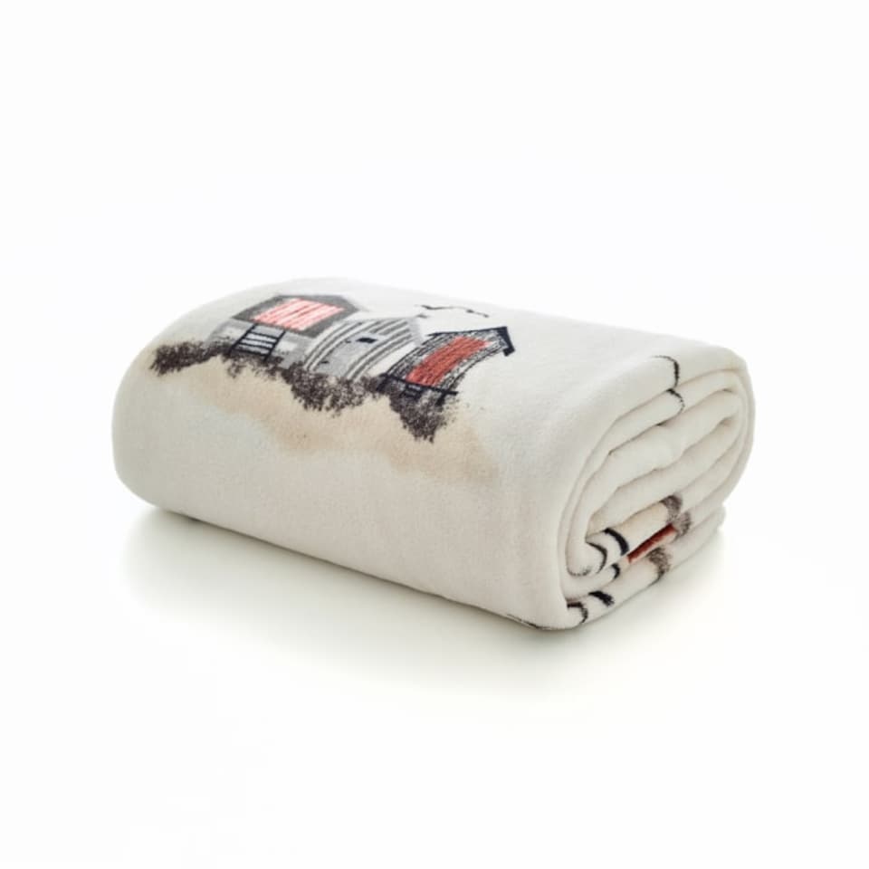 image 1 of Sheringham Soft Coral Fleece Printed Throw