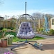 image 5 of Hanging Egg Chair Rattan Black Waterproof Dark Grey Cushion Indoor Outdoor Seat
