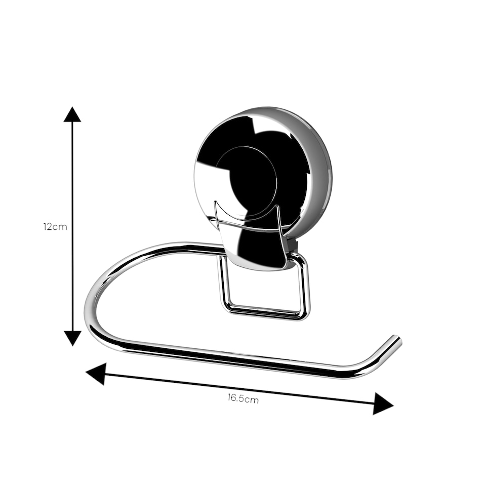 image 1 of Showerdrape Suctionloc Chrome Suction Wall Mounted Toilet Roll Holder with Mounting Disc | Silver | 1