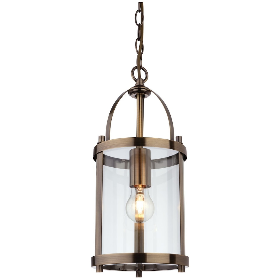 Imperial 1 Light Round Ceiling Pendant Lantern Antique Brass, E27