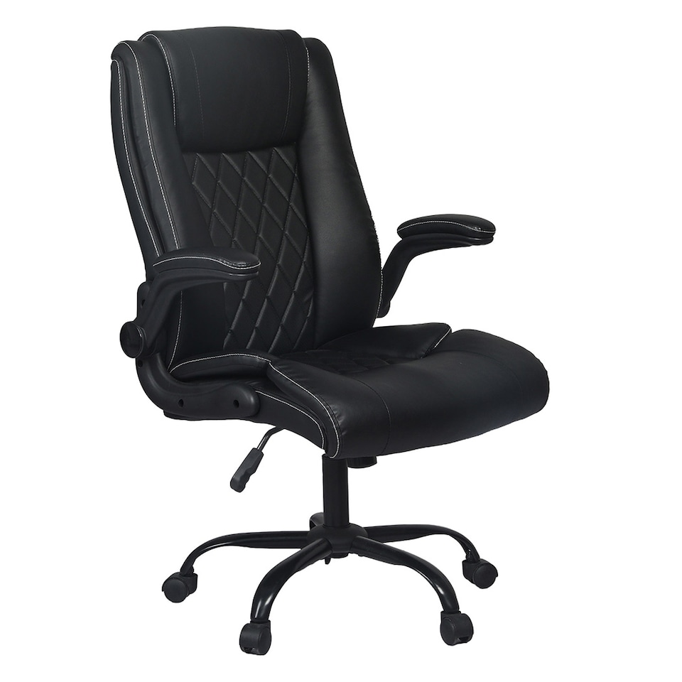 image 1 of Levede Executive Office Chair PU Leather Reclining Desk Chair Flip-Up Armrests