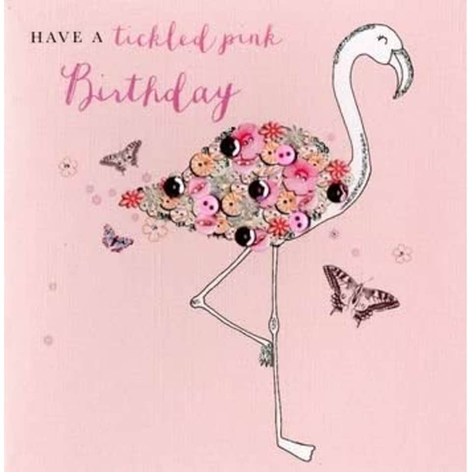 image 1 of Open Birthday Card FLAMINGO, Button Up by Second Nature
