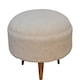 image 3 of Artisan Furniture Solid Wood Cream Boucle Rounded Footstool, Upholstered, Brown and Cream