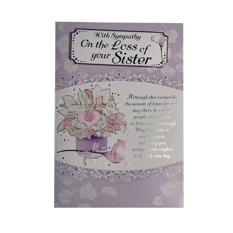 With Sympathy On Loss of Your Sister Silver Foiled Card