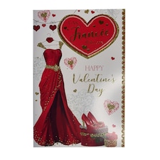 To My Fiancée With Love Beautiful Red Dress Design Valentine's Day Card