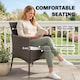 image 5 of Outsunny Rattan Dining Set for 6 with Cushions, Glass Top Table, Brown