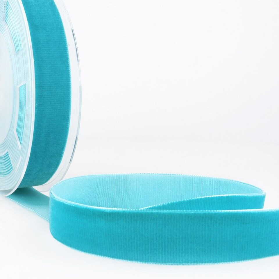 Stephanoise Steel Blue 16mm Velvet Ribbon for Dressmaking - per metre