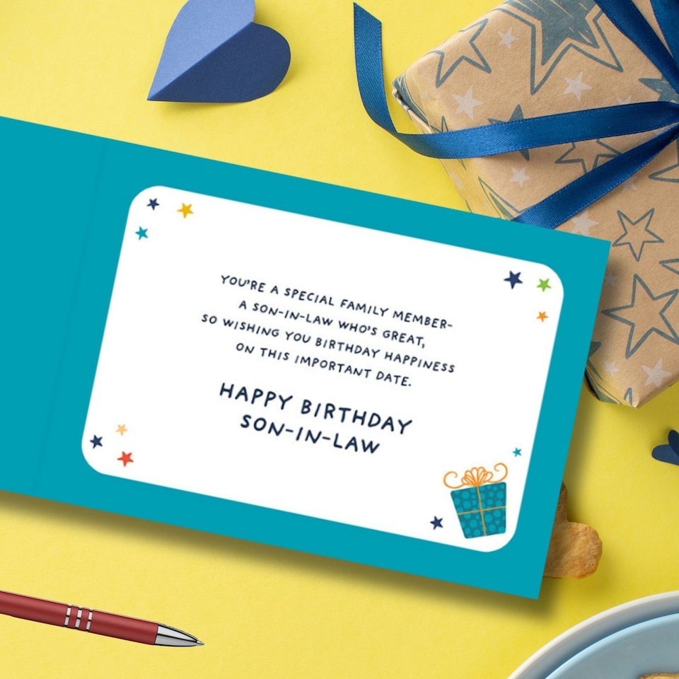 image 1 of Words 'n' Wishes Birthday Card for Son in Law, Foiled Letters, Multicoloured, 22 x 15.8 cms