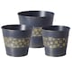 image 1 of Set of 3 Tin Navy Blue Star Plant Pots