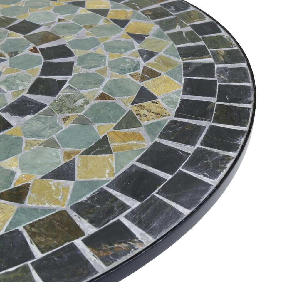image 1 of Charles Bentley Garden Blue Mosaic 5 Piece Dining Set With Folding Chairs Patio