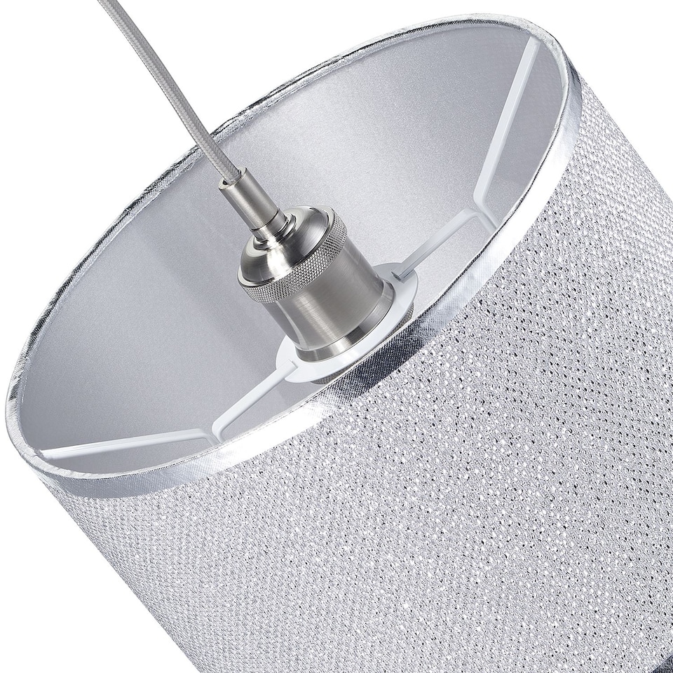 image 1 of Modern and Designer Mini Diamond Silver Glitter Fabric Lamp Shade 25cm Wide | Silver | Silver | 1