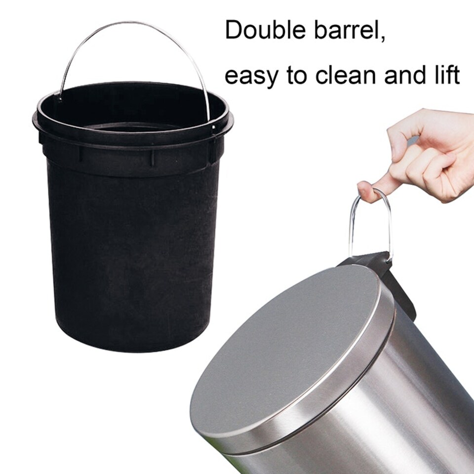 image 1 of Stainless Steel Silver Metal Wastebin 8L