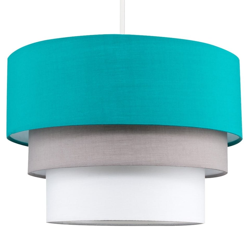 image 1 of ValueLights Aztec 3 Tier Teal Fabric Ceiling Light Shade | Blue