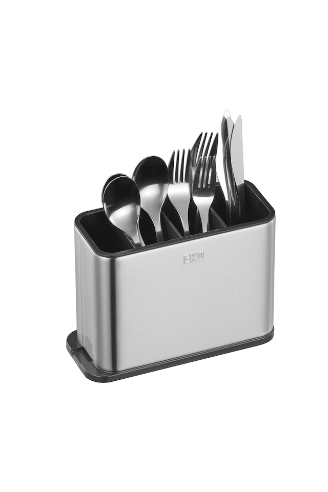 image 1 of EKO - Kitchen Utensil Holder - Utensil Organiser & Cutlery Drainer for Sink - Customisable Compartments for Cutlery, Gadgets - Stainless Steel Utensil Holder - Perfect for Kitchen