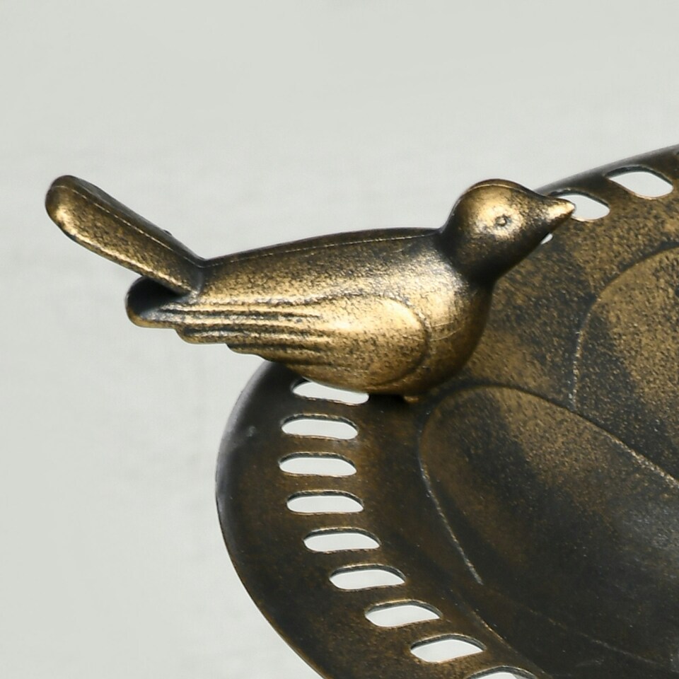 image 1 of Outsunny 72cm Tall Bird Bath with Bird Decoration for Garden, Bronze Tone