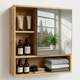 image 1 of Wooden Bathroom Wall Storage Cabinet Organiser Natural Brown Brown