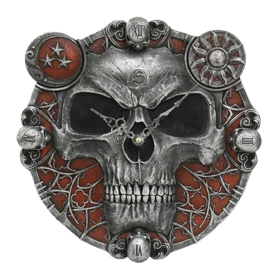 image 1 of Spiral Direct Hands Of Death Resin Wall Clock - Red/Grey - One Size