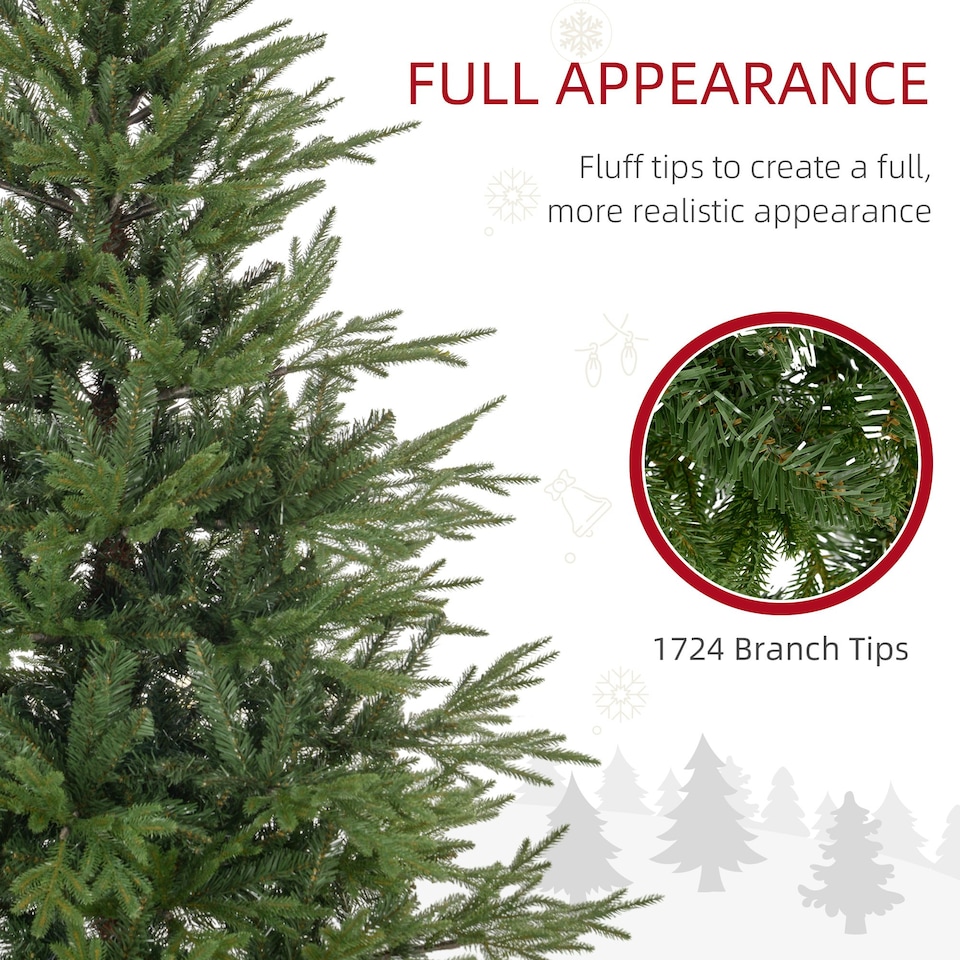image 1 of HOMCOM 5 Foot Artificial Christmas Tree with Realistic Hinged Branches, Green