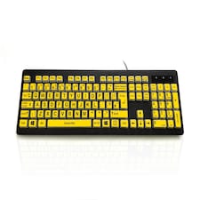 Accuratus Rainbow 2 High Vis Keyboard - USB High Visibility Visual Impairment SEN Keyboard with Extra Large Black Font & Yellow Keys