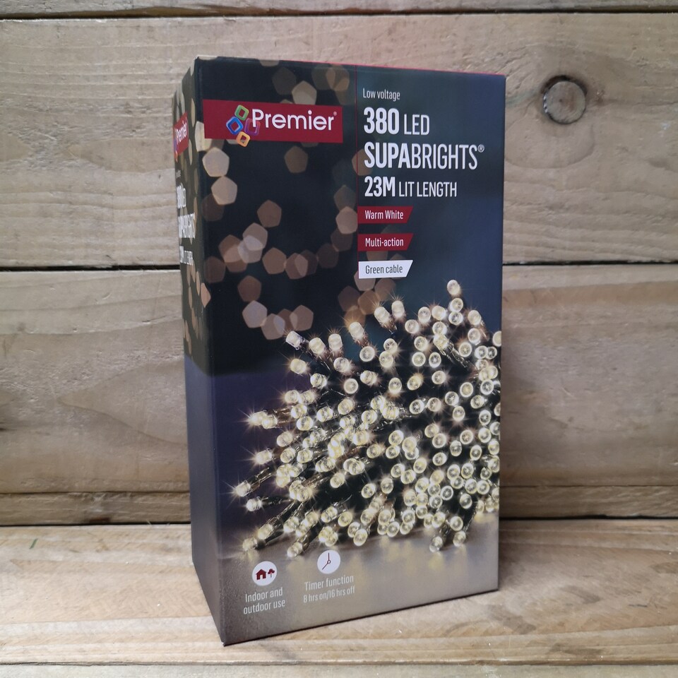 image 1 of 380 LED 23m Christmas Outdoor 8 Function Timer Lights in Warm White