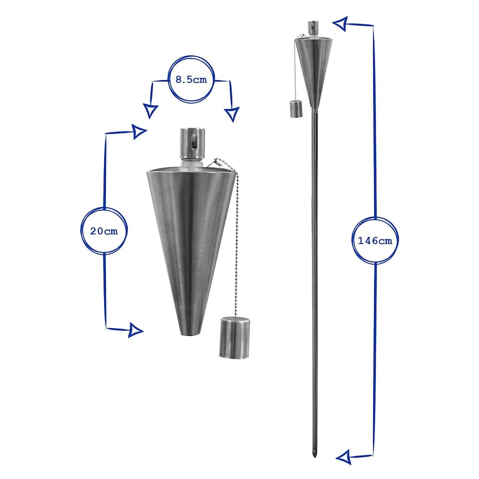 image 1 of Harbour Housewares Metal Garden Torches - Cone - Black - Pack of 12