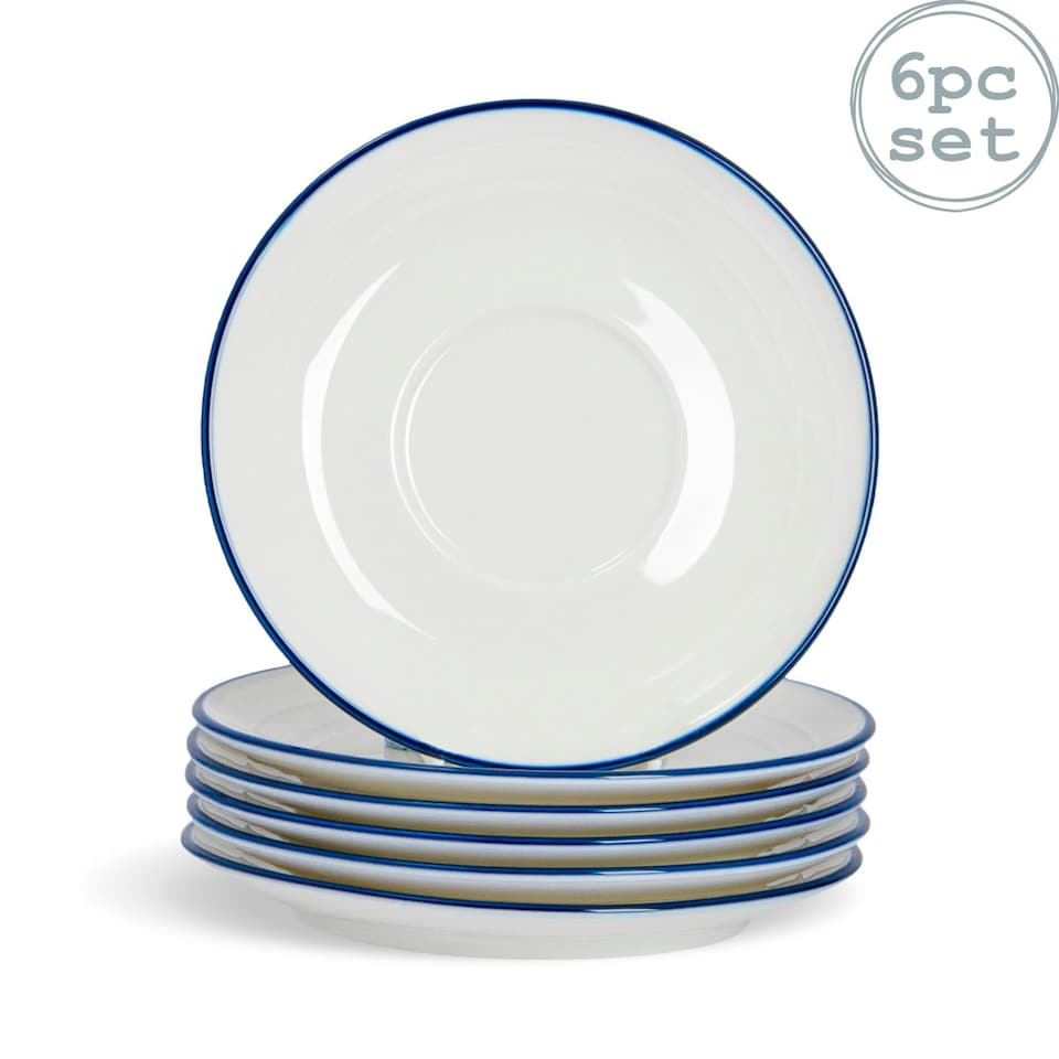 image 1 of Nicola Spring White Farmhouse Teacup Saucers - 16cm - Pack of 6 White