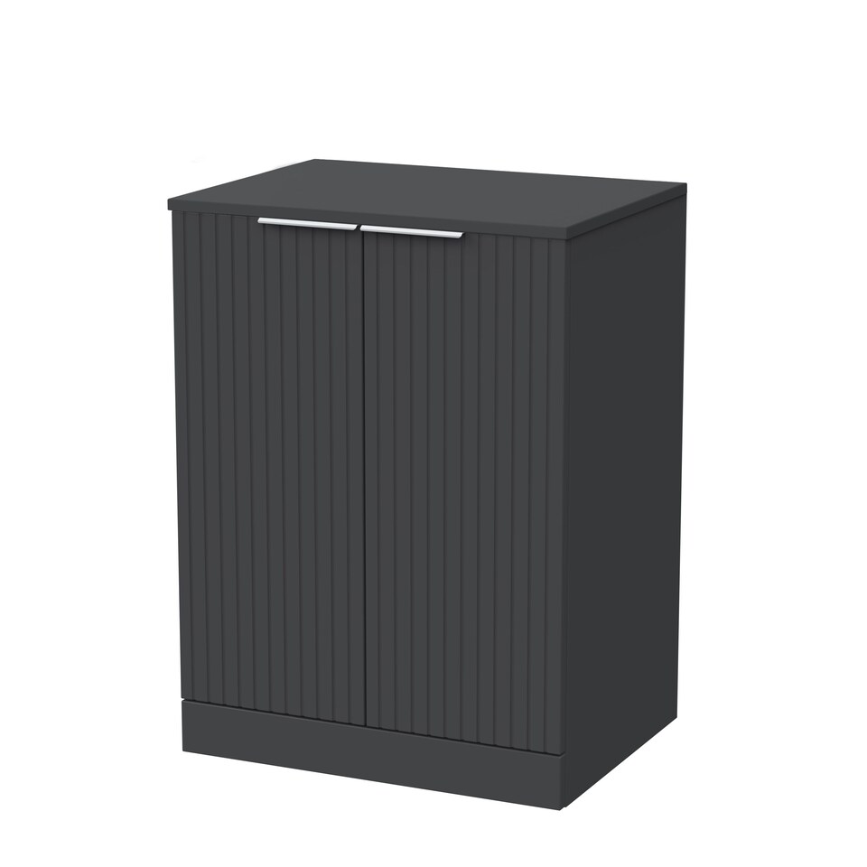 image 1 of Callingwood Contemporary Floor Standing 2 Door Vanity Unit with Laminate Worktop , 600mm, Dark Grey