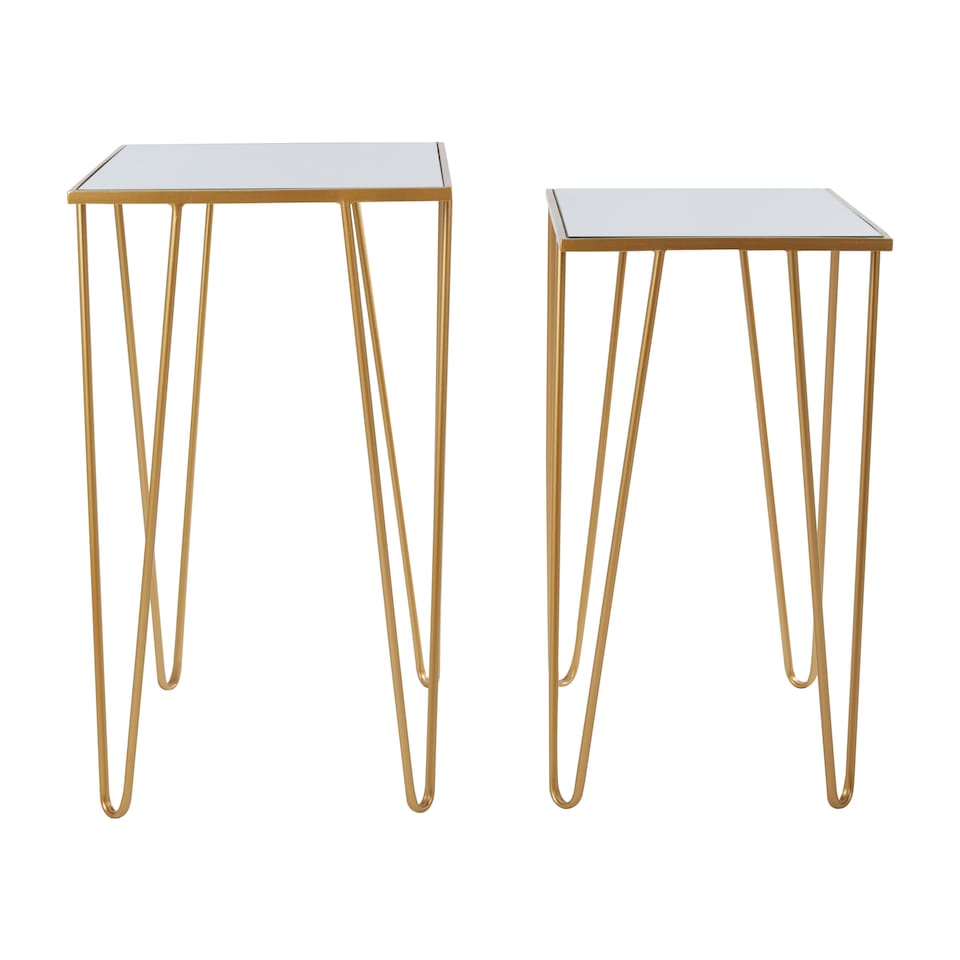 image 1 of Set Of 2 Rectangular Side Tables,Luxe Small Tables,Accent Tables,Metallic Bedside Tables,Decorative Tables Gold