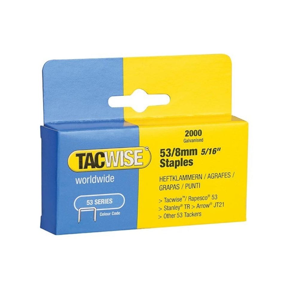 Tacwise 53 Light-duty Staples (type Jt21 A) - Multi Colour - 8mm
