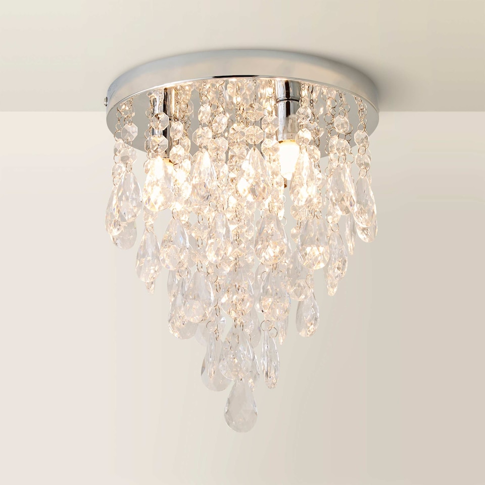 image 1 of ValueLights Lara Chrome Chandelier Acrylic Droplet Ceiling Light