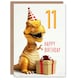 image 1 of T-Rex Dinosaur Party Hat Kids Age 11 Year old Kids 11th Birthday Card