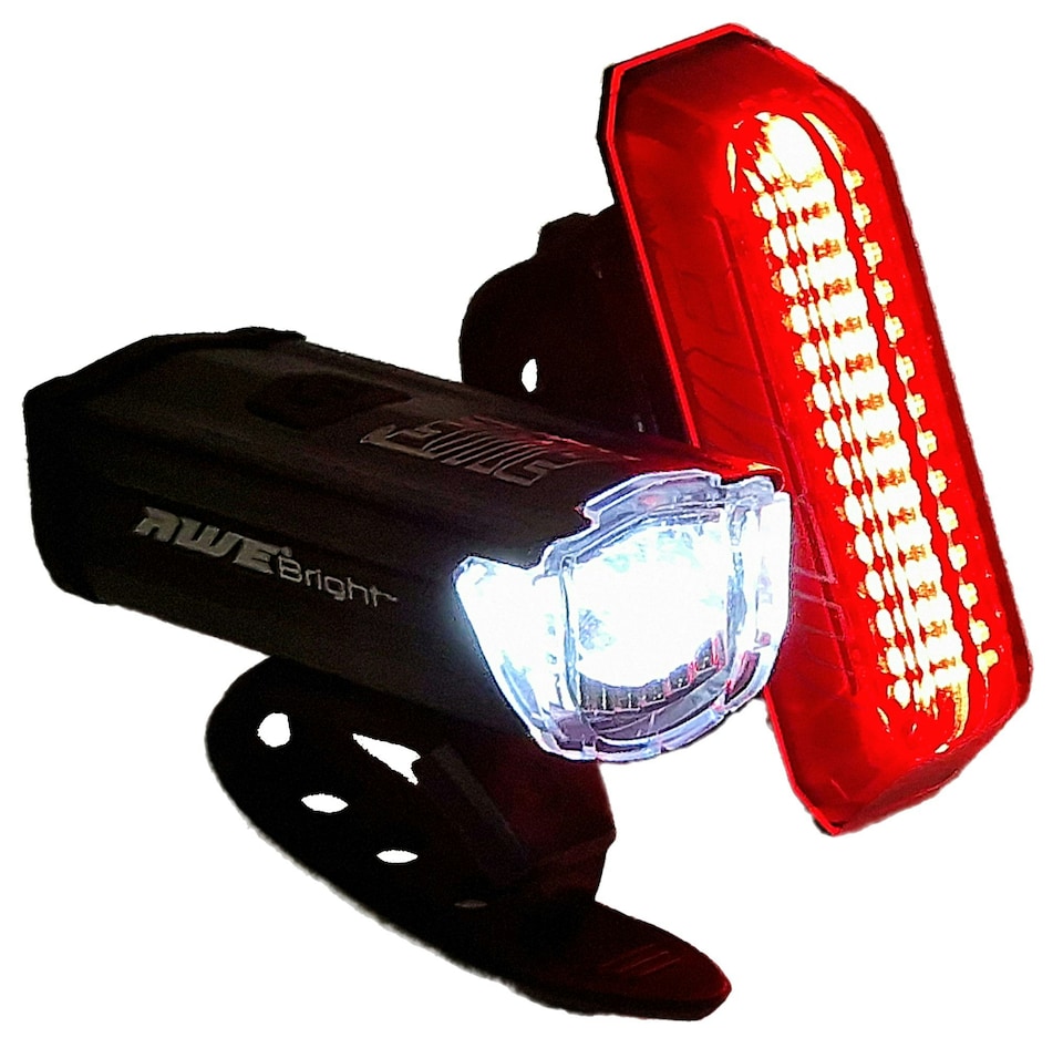 image 1 of AWE AWEBright 340 Lumens EXTREMELY BRIGHT USB Rechargeable Bike Light Set