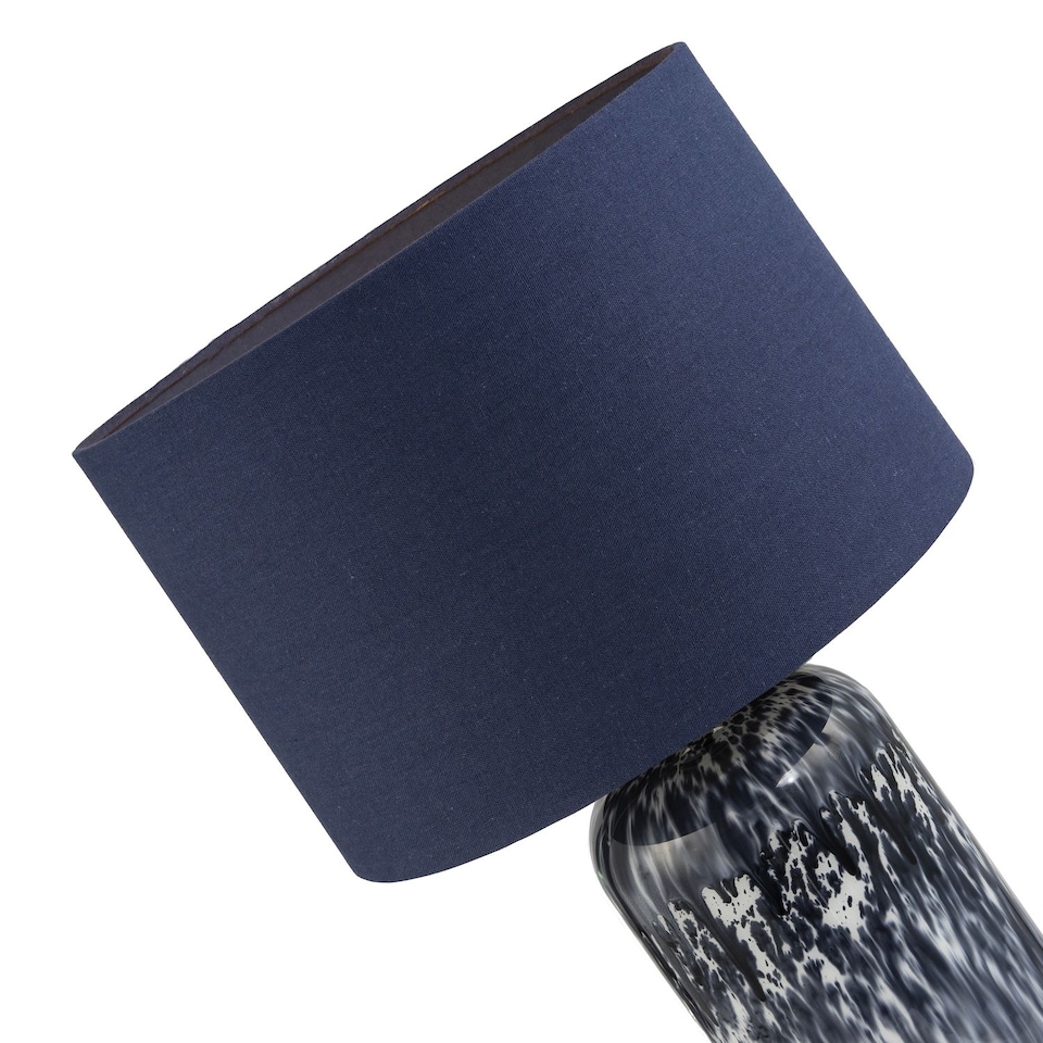 image 1 of Modern Navy Blue and Smoked Grey Marble Snowflake Glass Table Lamp with Shade | Blue | Midnight Blue | 1