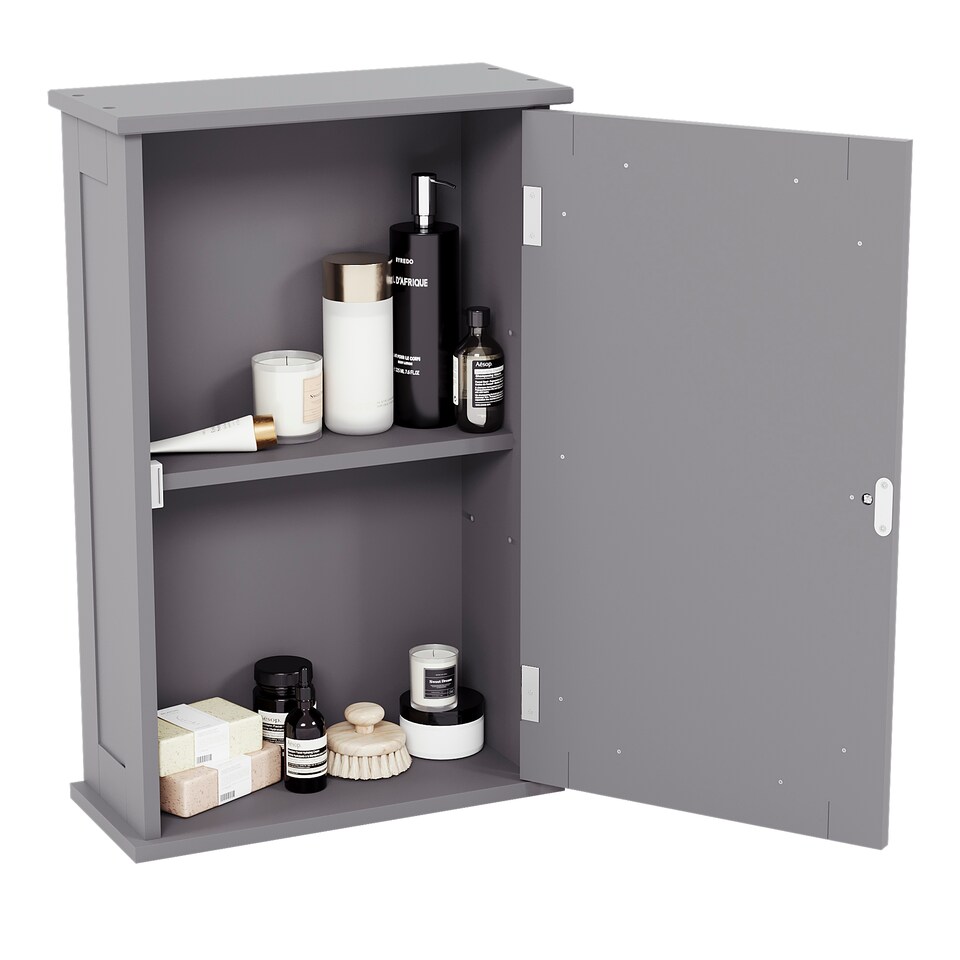 image 1 of Bath Vida Priano 1 Door Wall Mounted Bathroom Cabinet, Grey