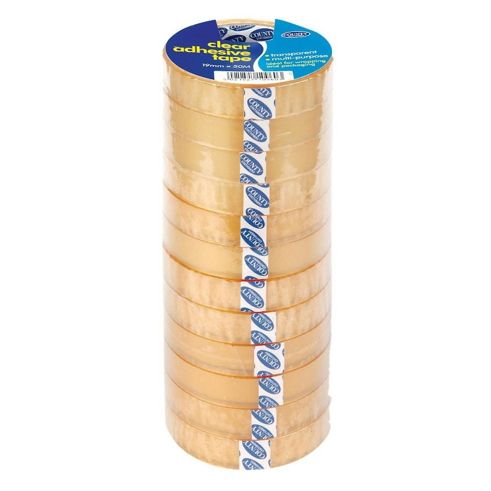 image 1 of Pack of 12 Clear Adhesive Tape 19mm x 50m