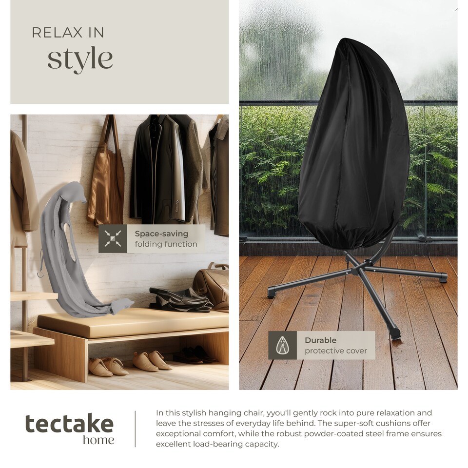 image 1 of Hanging Egg Chair Anika - with frame and extra thick seat cushion | Grey | light grey | One Size | 1